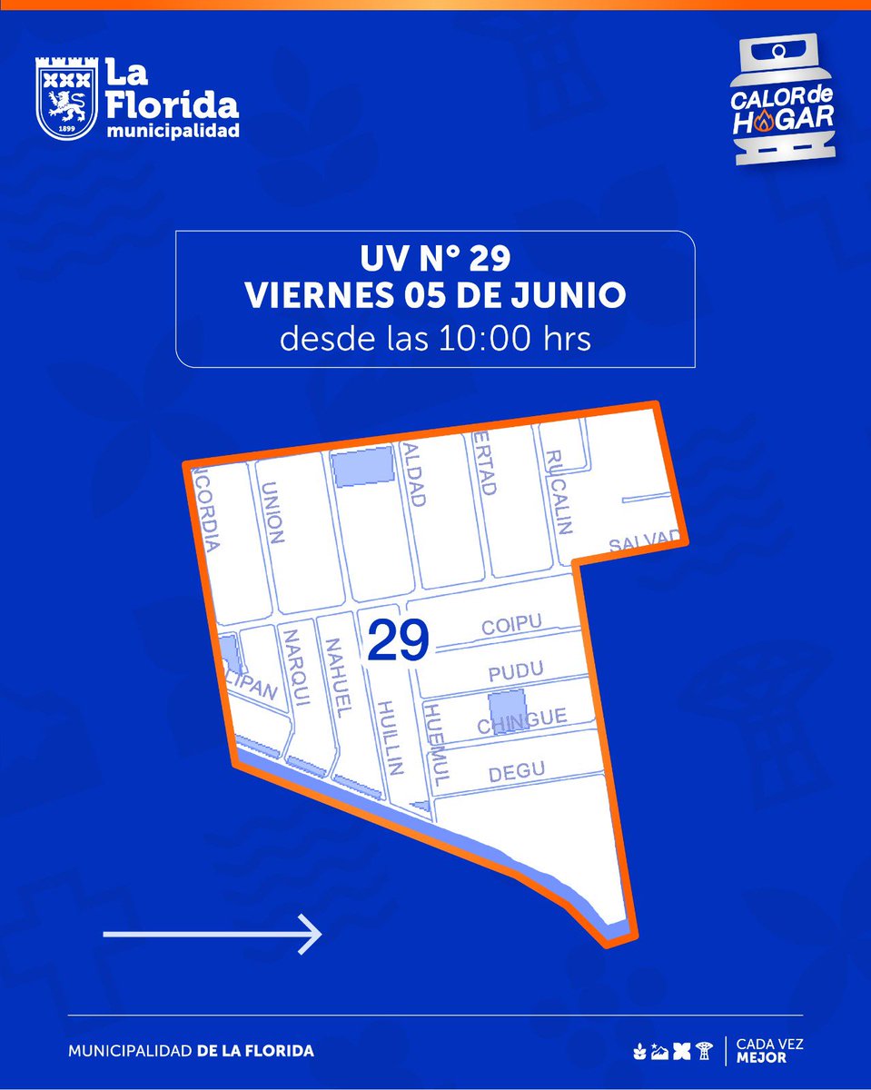 MuniLaFlorida's tweet photo. En La Florida sabemos lo que es el #CalorDeHogar ❤️‍🔥

Este viernes 5 de junio seguiremos repartiendo el primer vale en las Unidades Vecinales 29 y 32 (completas).

👉🏼 Recuerda que puedes revisar los mapas en mejor calidad en https://t.co/QST6229hZd 

#CadaVezMejor 💚 https://t.co/wIeVvp1FS3