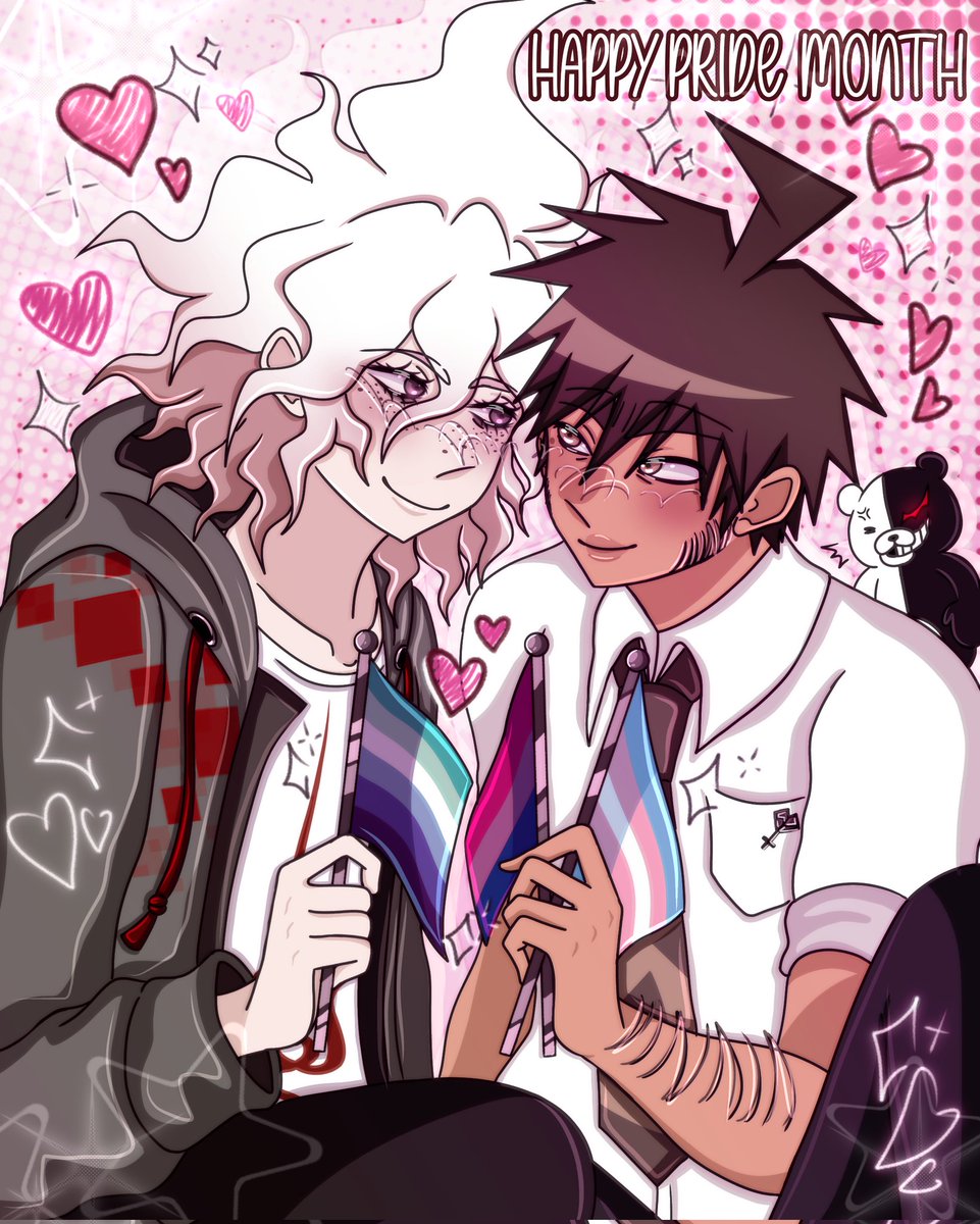 maenavigo's tweet photo. I had to draw something w these two for pride month lol-

happy pride month yalll 🏳️‍⚧️🏳️‍🌈🩷
love is love no matter what

#danganronpa #komahina #pridemonth https://t.co/6hfNJ13PAH