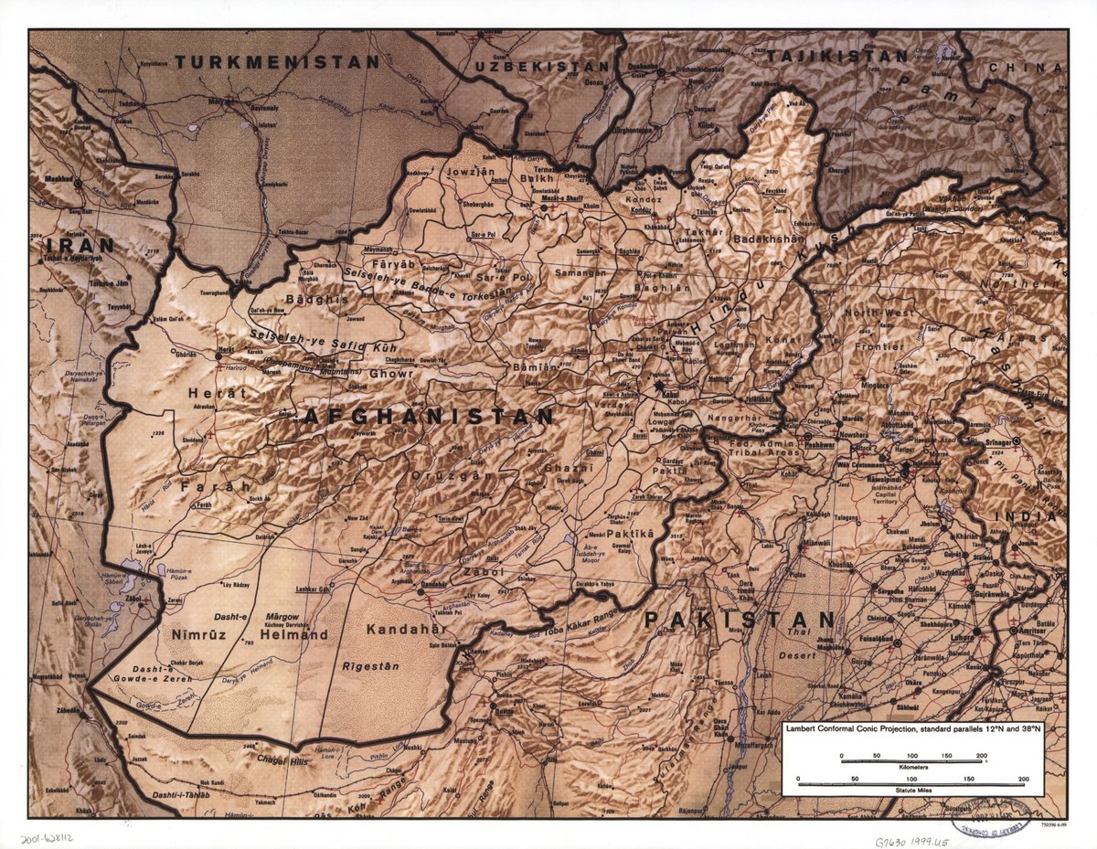 BrilliantMaps's tweet photo. Declassified 1999 Afghanistan Map By The CIA

This 1999 map of Afghanistan is striking because it visually explains why the country has historically been so difficult to conquer, govern, or unify.

Unlike many political maps, this one emphasizes terrain, mountain systems, passes, deserts, and transportation corridors, the features that have shaped Afghan history for centuries.

The most dominant feature is the Hindu Kush, which cuts across central and north-eastern Afghanistan.

These mountains divide the country into isolated valleys and regions, making communication and centralized control extremely difficult. Historically, armies could capture cities like Kabul or Kandahar while still lacking control over surrounding rural and mountain areas.

The map also highlights Afghanistan’s strategic position between major regional powers: Iran to the west, Pakistan to the south and east, Central Asia to the north, and China through the narrow Wakhan Corridor in the northeast.

This geography made Afghanistan a historic crossroads for trade, migration, and empire from Alexander the Great to the British, Soviets, and Americans.

You can also see how few major roads existed in 1999.

Most routes funnel through narrow valleys and mountain passes like the Khyber Pass. Control of these chokepoints has always been militarily crucial. During the Soviet–Afghan War and later conflicts, guerrilla fighters used the terrain for ambushes, concealment, and cross-border movement into Pakistan’s tribal areas.

The southern deserts including the Registan and Dasht-e Margo are comparatively empty and harsh, limiting settlement and logistics. Meanwhile, the northern plains near Mazar-i-Sharif are more accessible and historically easier to hold militarily.

The timing of this map is notable as well: 1999 was during Taliban rule, before the September 11 attacks and the U.S.-led invasion in 2001.

In hindsight, the map foreshadows many of the geographic challenges NATO forces would later encounter, rugged terrain, fragmented infrastructure, isolated populations, and a country where geography strongly favors local resistance over centralized power.

More Declassified 1990s CIA Maps: https://t.co/XgUBDSeiS5
