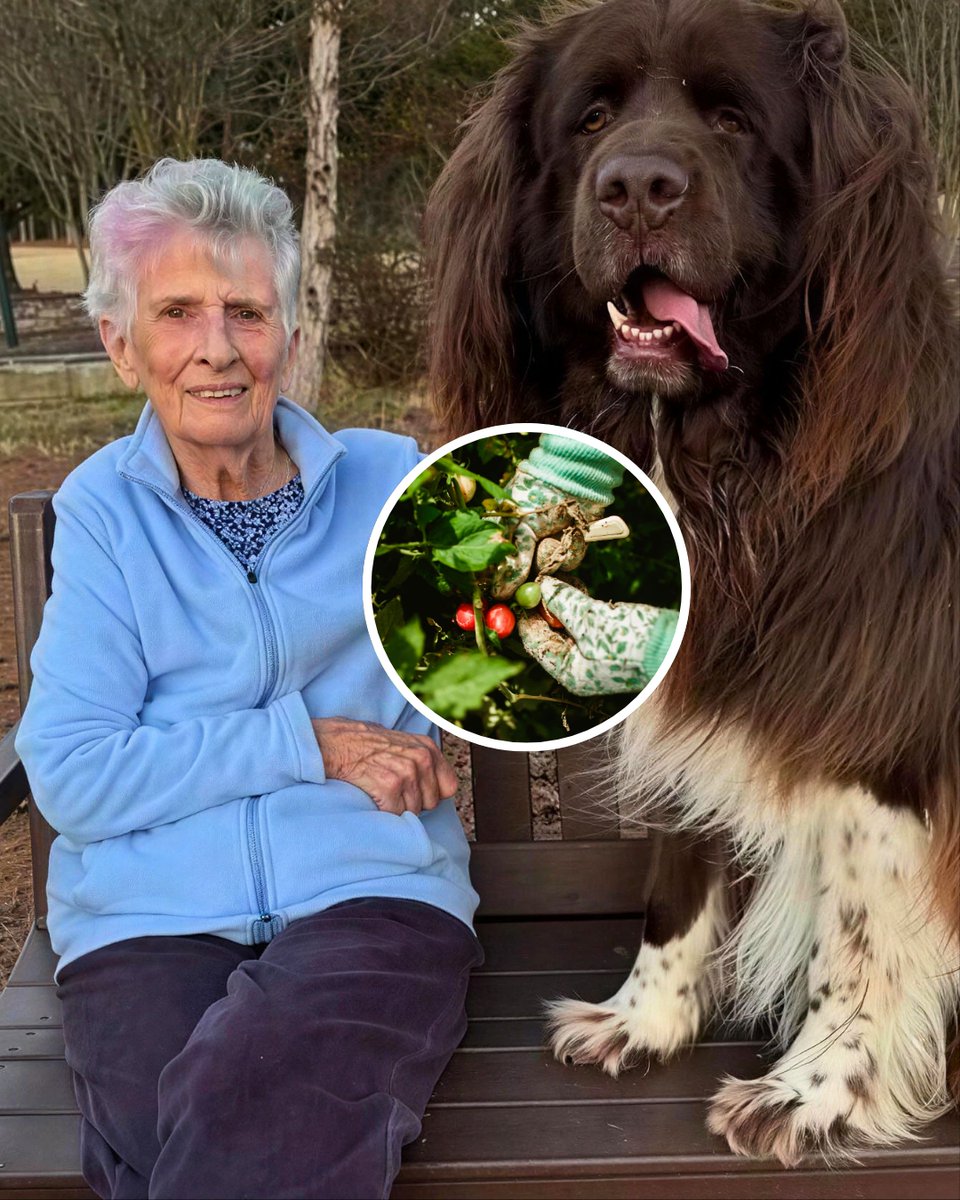 HumorTV__'s tweet photo. An elderly woman Gets Help From Her giant Dog While Gardening. She Points and He Digs. https://t.co/r4cZF3gAcl