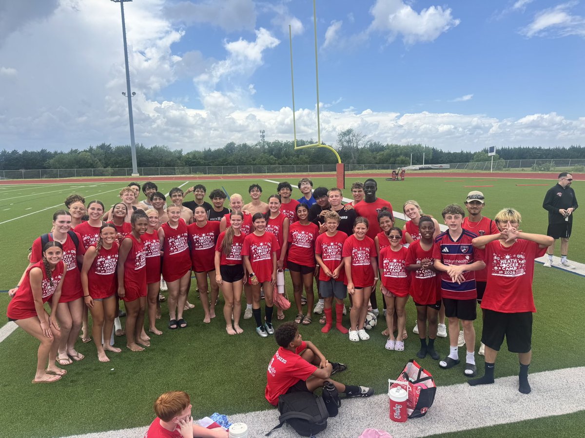 HeathBoysSoccer's tweet photo. Heath Soccer Camp 2026 concludes with all the smiles and laughs you could ever ask for!  Here are our group pics and our Campers of the Day today! @SoccerHeath @RISDAthletics @RHHSHawks @RHHSHawks_9 #WinTheDay https://t.co/rUGVtMQ1wg
