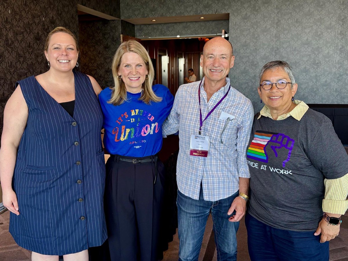 LizShuler's tweet photo. It was an honor to join @PrideAtWork. When politicians try to divide us, working people stand together. Happy Pride Month to our LGBTQIA+ union family. https://t.co/JZ3HbYC5Y0