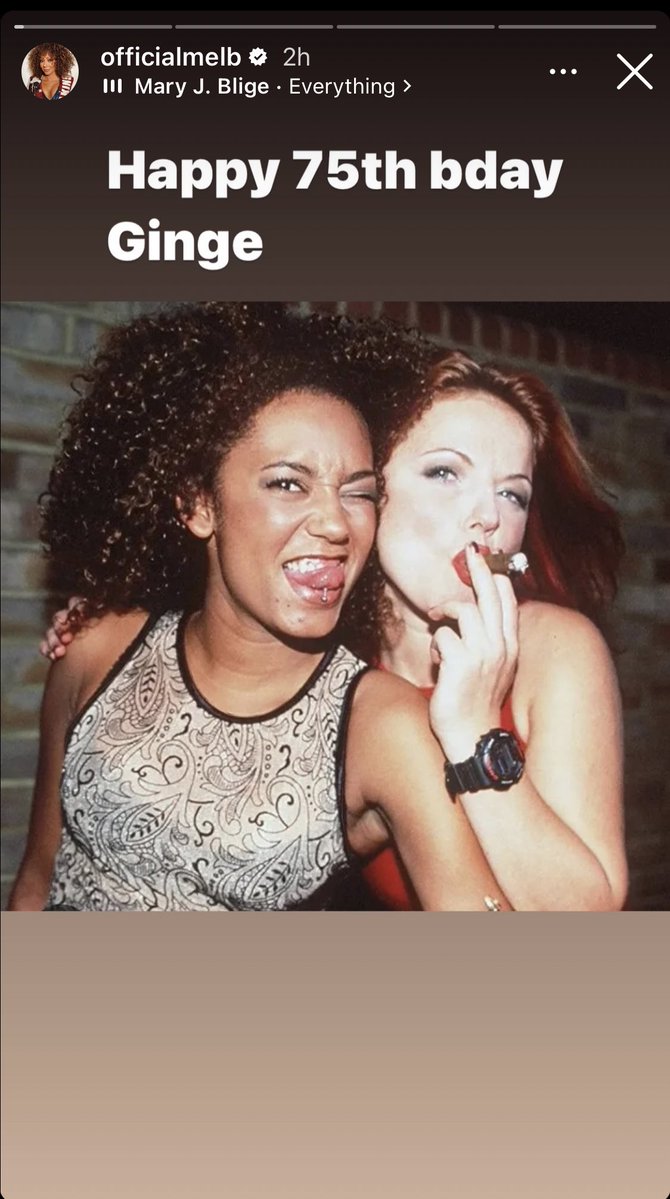 obviousval's tweet photo. thinking about how geri unfollowed mel b after these instagram stories for her birthday two years ago 😭 https://t.co/wBVMfHIx8w