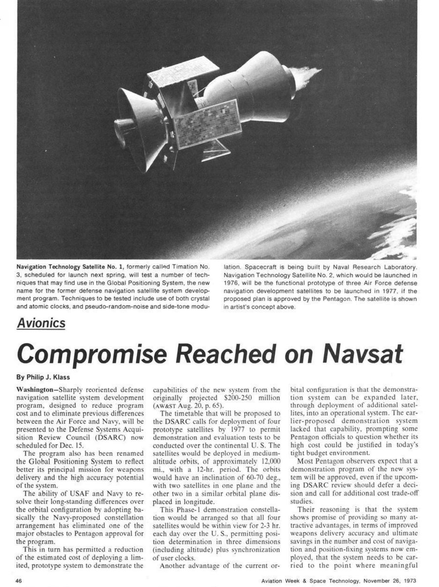 RDEIL's tweet photo. There were two major issues in August 1973:
1. Orbital configuration - MEO (my father’s Timation) or GEO and high inclined orbits (AF’s 621B)
2. Whether to put the precise clocks in the satellites (Timation) or have them on the ground (621B) - repeater satellites.
Both were decided in favor of Timation.
I can go through Brad’s claim that he and 10-12 others invented GPS at the Lonely Halls Meeting over Labor Day 1973. the primary source materials don’t support it.