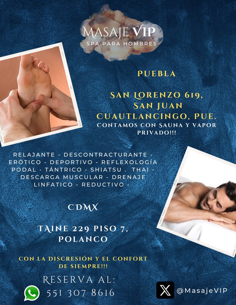 MasajeVIP's tweet photo. #Puebla reserva este fin de semana y disfruta de nuestro sauna y vapor privado, masaje erótico, tántrico, erótico o nuestro masaje VIP a 4 manos. https://t.co/yt2IwIOWzs