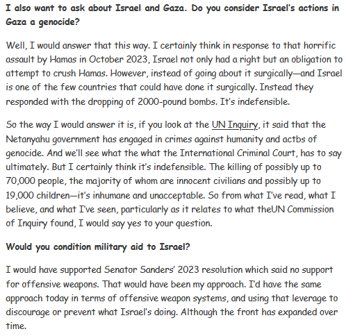 cypoints's tweet photo. @ResistAIPAC @Costello4Senate Questions about Israel-Palestine he answered in an interview. I'll let you decide if this is enough for your own sensibilities. https://t.co/muqJswxwTs