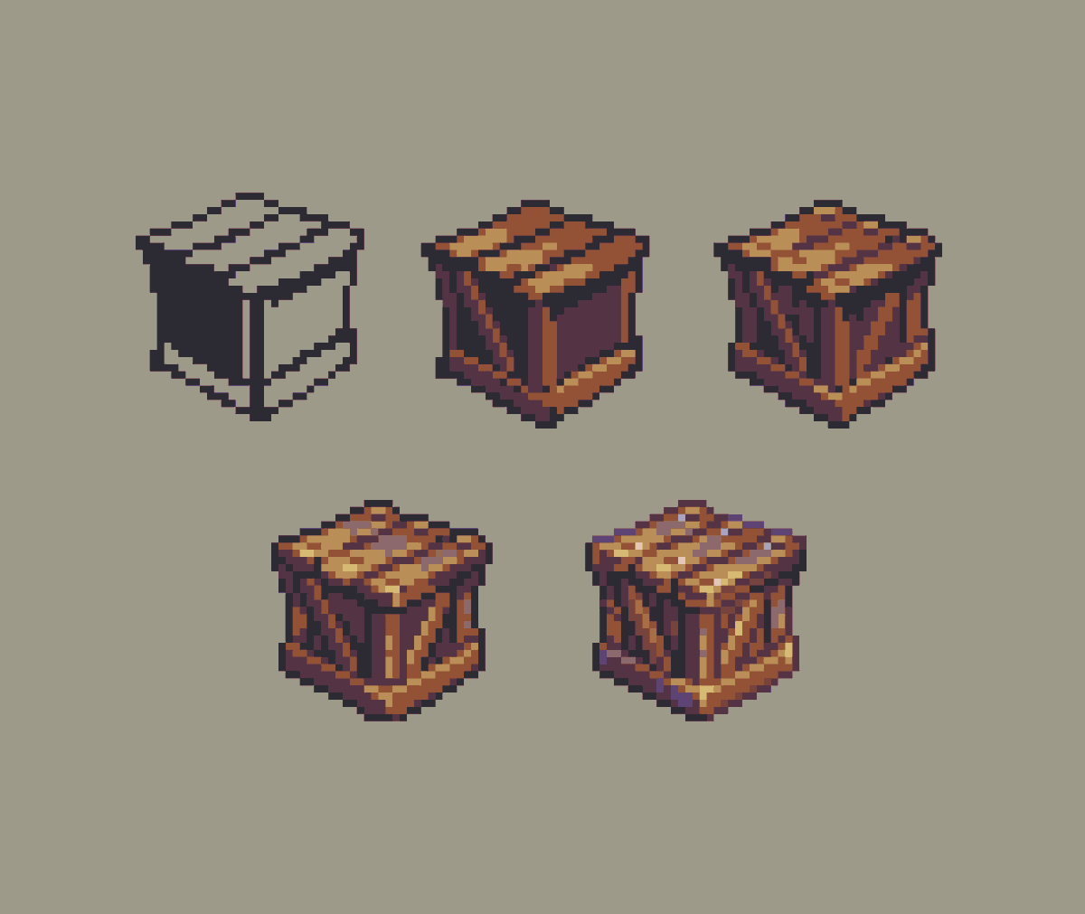 PixelArtJourney's tweet photo. Old process pic on how I drew a crate! #pixelart https://t.co/3VP4G09kFA