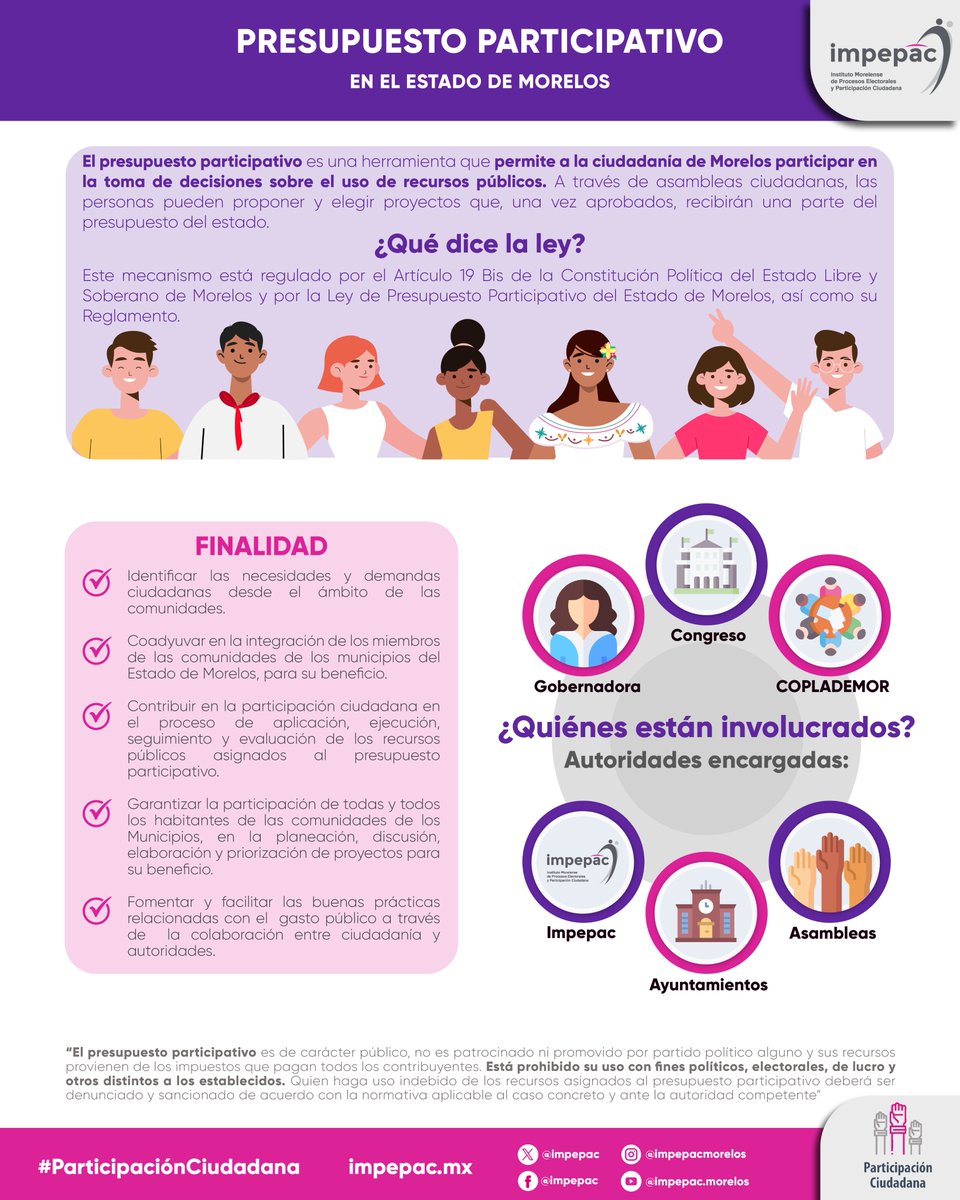 impepac's tweet photo. 💡🗳️ ¿Ya conoces el Presupuesto Participativo?

🏛️ En el #Impepac te compartimos cómo funciona este mecanismo de participación ciudadana 🤝✨

🗣️ Tu voz ayuda a decidir proyectos que transforman tu comunidad 🏘️
📢 Infórmate y participa 🌱 https://t.co/Saf0ryjOU1