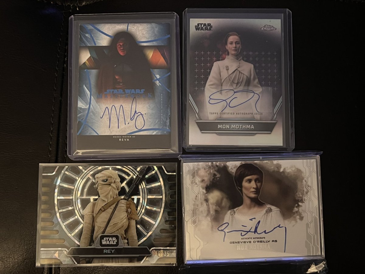 rob0822's tweet photo. @freehan11 @starwars @StarWarsDaily_ @Scavenger_Jakku @rebelbasecard 2 of my fav Reys.  Great looking collection!! https://t.co/9mkFSSH8rL