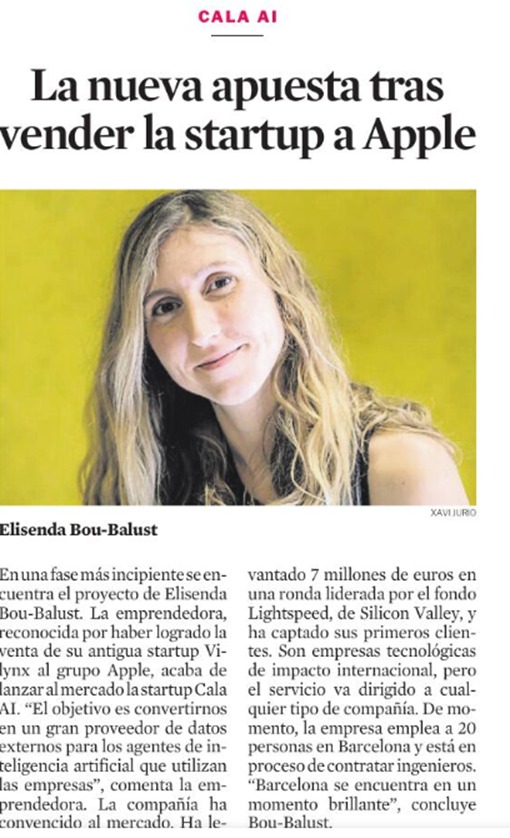 WA4STEAM's tweet photo. 🏆 Proud to see our WA4STEAM Award winner, Elisenda Bou-Balust, featured in La Vanguardia! Her new startup, Cala AI, just raised €7M led by Lightspeed to become a major data provider for corporate AI agents. A true pioneer in the ecosystem! 👏 #AI #FemaleFounders https://t.co/6w6N6WAysi