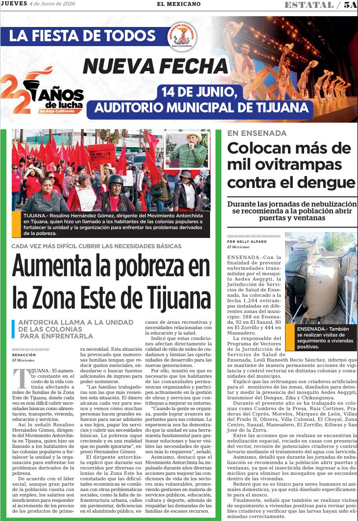 AntorchaBajaC's tweet photo. El día de hoy se publica en el diario @ElMexicanOnline la pobreza en la zona Este de Tijuana 🚩✊ https://t.co/7GSrVaQrru