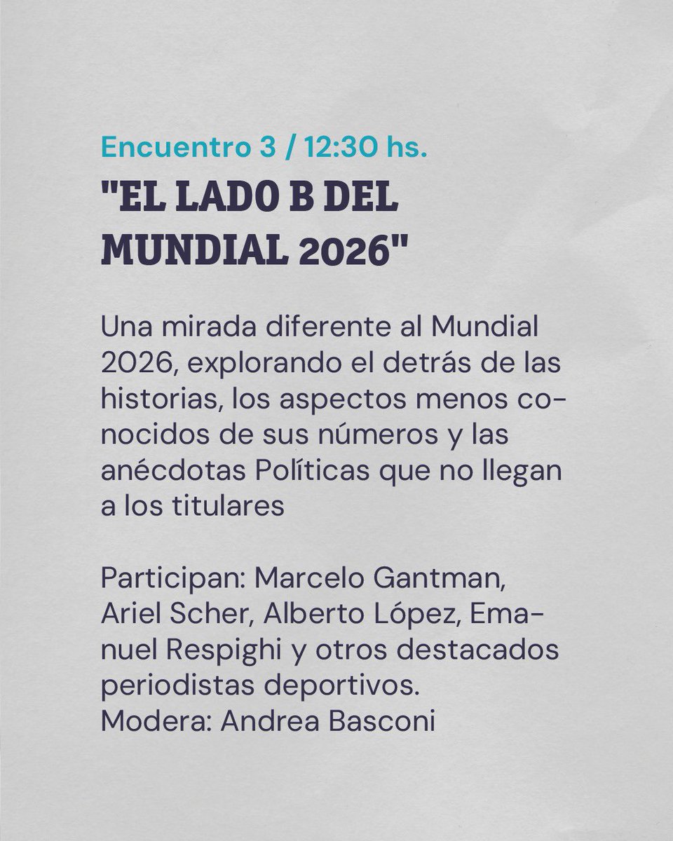 erespi's tweet photo. Mañana estaremos en la “Feria del libro Mundial” divagando con @marcelogantman y Ariel Scher sobre “El lado B del Mundial 2026”.

Nuestra charla es a las 12.30 pero hay otros muy buenas desde las 10. En el microcine de @TeayDeportea, Lavalle 2083.

La entrada es gratuita. https://t.co/Mj5ywlZh9t