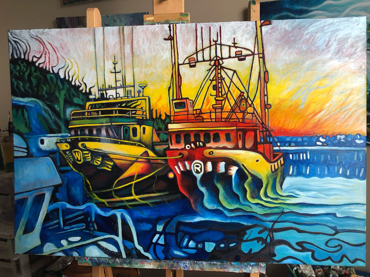 gmatthewsart's tweet photo. Work in Progress – working over a 14 year old painting.
Oil on canvas.

#GrahamMatthews #WorkInProgress #NewfoundlandArt #FishingBoat #OilPainting #ContemporaryArt #CanadianArtist #ArtProcess #Transformation #MaritimeArt #nlarts #art https://t.co/oluLhIbnQe