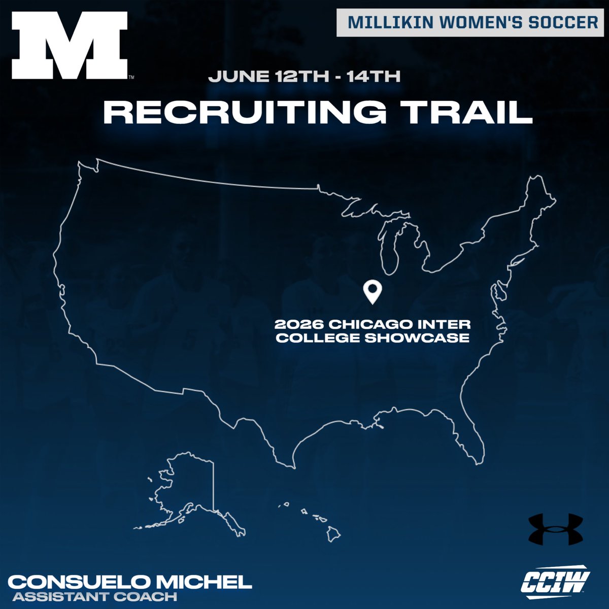 MillikinWSoccer's tweet photo. We are heading to 2026 Chicago Inter 
College Showcase in Lockport, IL ! 
We can’t wait to find future Big Blue Athletes ⚽️

Post your schedule below or email them to Consuelo Michel at pmichelnunez@millikin.edu
#ncaa #gobigblue https://t.co/uWBuq9qdOq