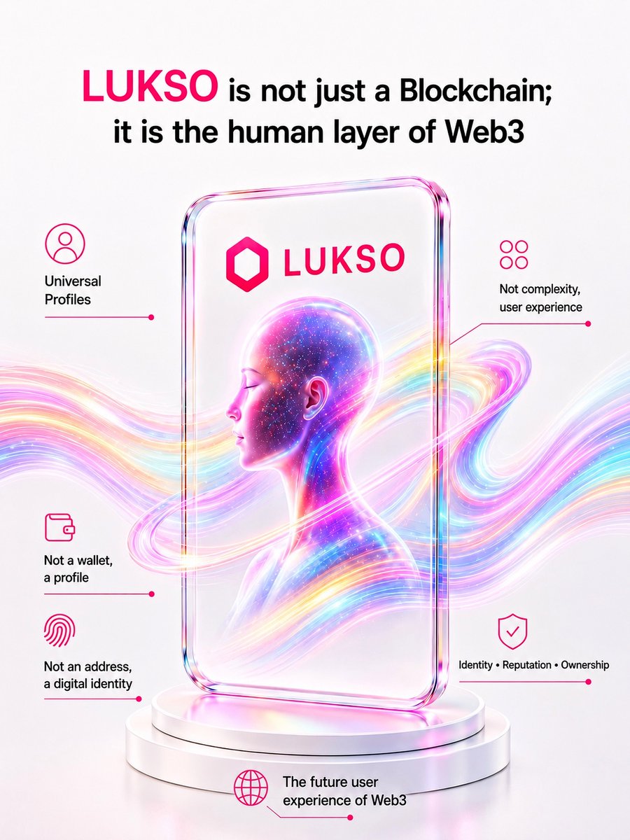 theeygn's tweet photo. “LUKSO is not just a blockchain; it is the human layer of Web3.”

Today’s Web3 is still complex: wallets, seed phrases, gas fees, network switching…

LUKSO changes that with Universal Profiles:

Not a wallet, but a profile.
Not an address, but a digital identity.
Not complexity, but user experience.
Not speculation, but cultural infrastructure.

Ethereum (@ethereum) built the financial foundation.

LUKSO (@lukso_io) is building a new foundation for identity, ownership, creativity, and the social layer of Web3.

If Web3 is going to reach billions of people, users will need more than tokens. They will carry identity, reputation, and ownership directly on-chain.

In my view, LUKSO is an early bet on the future user experience of Web3.

$LYX #LYX #LUKSO #Web3
