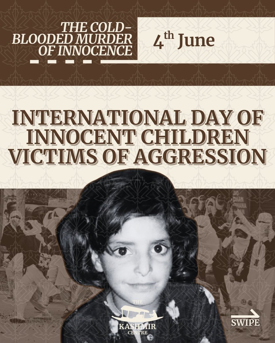 KashmirCentre's tweet photo. On this International Day of Innocent Children Victims of Aggression The #Kashmir Centre remembers all the young lives lost and tainted under oppression and psychological torture in Kashmir and beyond.

🧵 1/5

c.c @M_A_Thakur @JFKIIA https://t.co/0dR7ZvreBM
