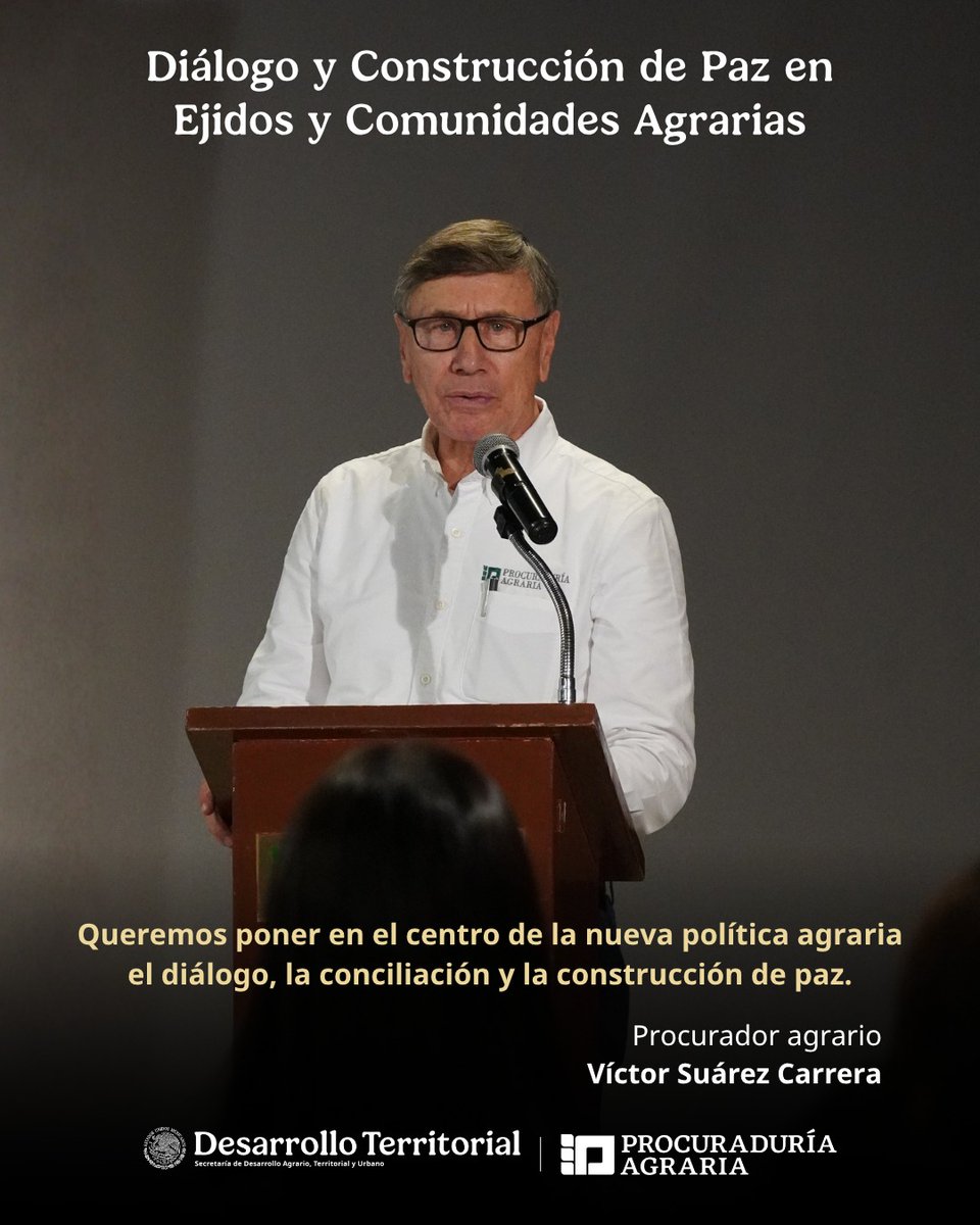 PAgraria's tweet photo. 🕊️🤝 Diálogo y construcción de paz.

Seguimos avanzando por un territorio con justicia, certeza legal, paz y bienestar para los ejidos y comunidades agrarias de todo #México. 🌱🇲🇽

#MéxicoAgrario #DefensaDelTerritorio #ConstrucciónDePaz #NúcleosAgrarios #PropiedadSocial @SEDATU_mx @RAN_Nacional @FIFONAFE_MX @INSUS_Oficial