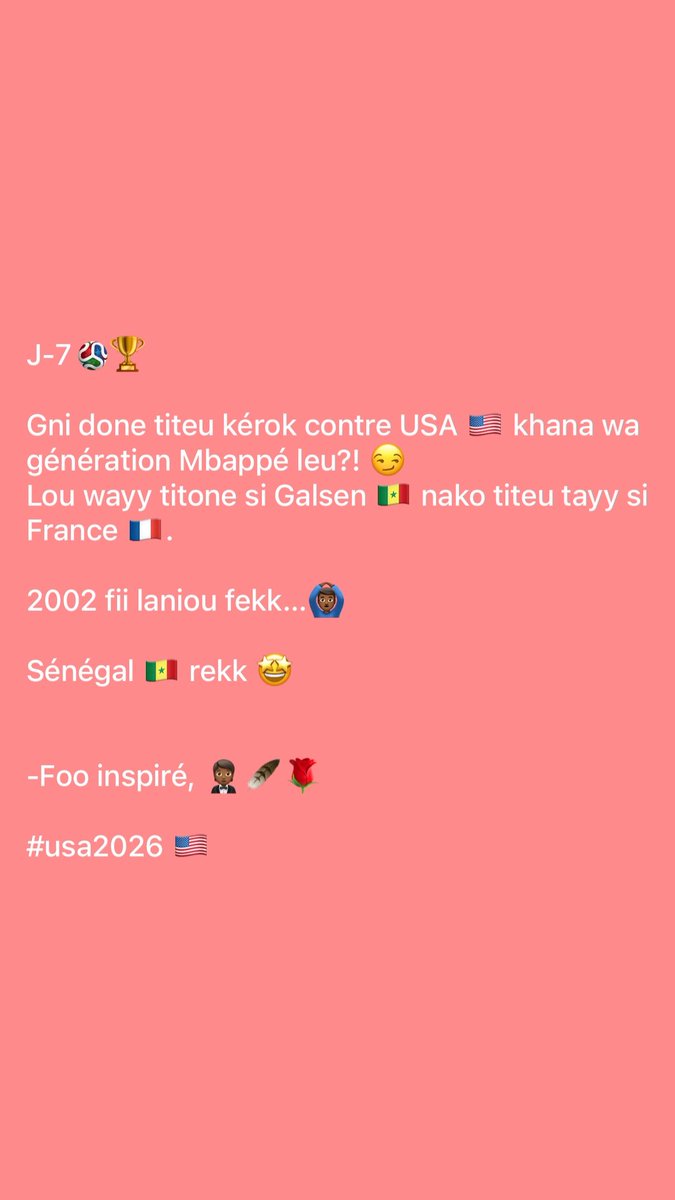 foo_inspire's tweet photo. @diokhane_sokhna Gni done titeu kérok contre 🇺🇸 wa 2005 leu sûrement… https://t.co/jx1ZhlCUVe