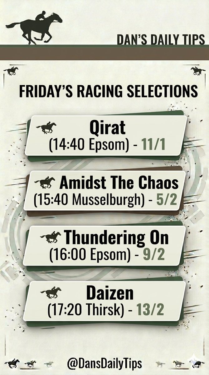 DansDailyTips's tweet photo. 📍🐎 FRIDAY’S PICKS ⬇️ https://t.co/oQoz4BPsBr