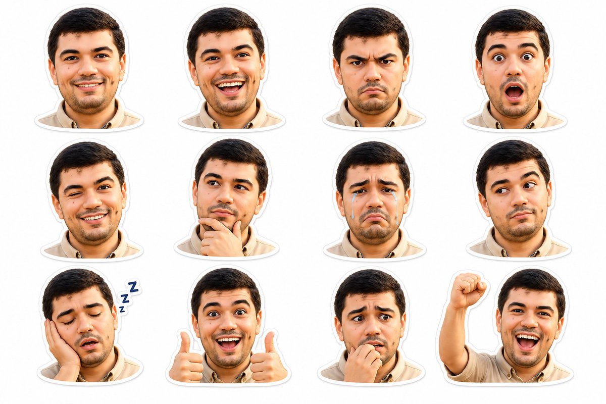 mohamedkdr661's tweet photo. حوّلت صورة شخصية واحدة إلى 12 Sticker مختلفة باستخدام الذكاء الاصطناعي 🤯

أفكر في تحويلها إلى Sticker Pack كاملة لتطبيقات المحادثة. 🚀

#AI #GenerativeAI #ChatGPT #OpenAI #PromptEngineering #Stickers #Design #Tech #Innovation https://t.co/N4G1GQPzVk