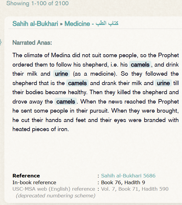 Arvind_010's tweet photo. @_amitbehere Prophet Mohammad advised you to consume Camel urine as a medicine 👇 https://t.co/ZL0CPsjNck