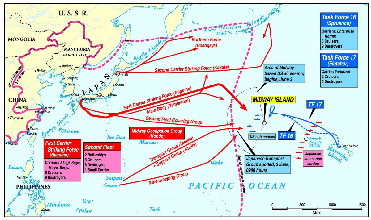 infantrydort's tweet photo. On this day, 4 June 1942, the Battle of Midway began.

>4 Japanese fleet carriers sunk
>The core of Japan’s naval aviation shattered
>The strategic initiative changed hands
>The Pacific War transformed

A battle fought beyond the horizon.

Just a few minutes of violence that altered the course of a war.

Before Midway, Japan dictated events.

After Midway, it reacted to them.