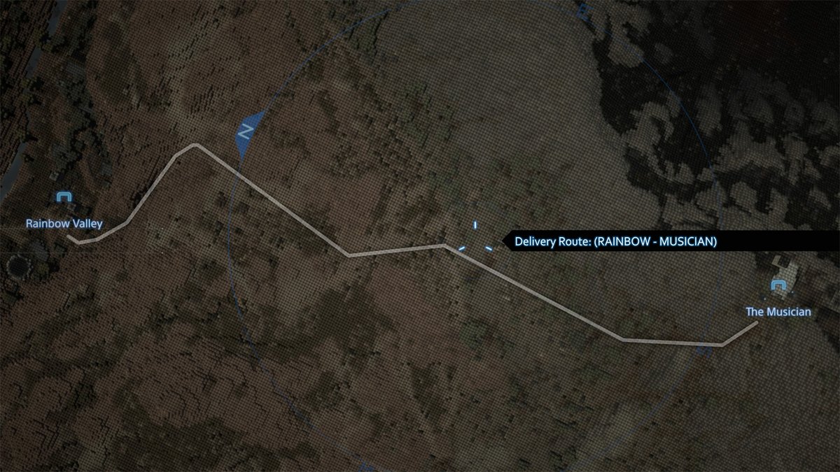 LocalPorters's tweet photo. Delivery Route: (RAINBOW - MUSICIAN)
#LocalPorters #DeathStranding2 https://t.co/3Mo4DzS8s0