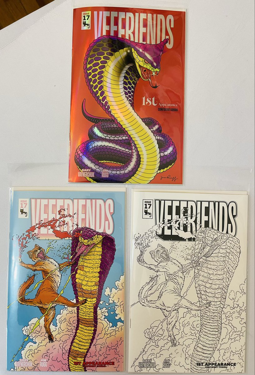 JakeBreaksLive's tweet photo. 🚨 VEEFRIENDS Comic Issue 17 Bundle Available 🚨

$500 takes all three.

🐍 Confident Cobra Holo /99
🎨 Geoff Darrow Color Cover /1000
✍️ Geoff Darrow Ink Cover B /1000

Not looking to split them up at the moment.

If you've been wanting a premium Issue 17 setup, this is a chance to grab the Holo along with both Geoff Darrow variant covers in one deal.

DM me if interested.