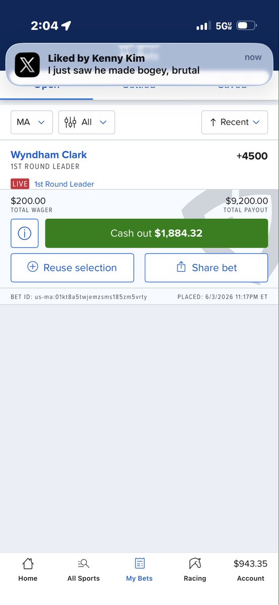 MikeWBaseball's tweet photo. @KendoVT Thank you as always Kenny I cashed out (so you would win maximum) https://t.co/rhAbfVhPT8