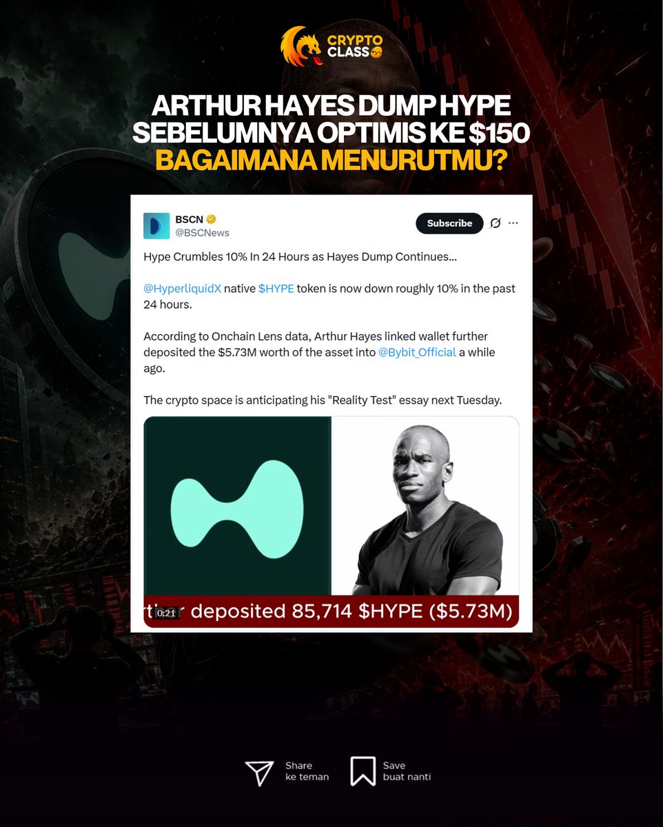 CoinKami's tweet photo. $HYPE TURUN 10%
ARTHUR HAYES DIKABARKAN
LANJUT DUMP TOKEN
HYPERLIQUID MULAI PANIK? https://t.co/MoRVqDx0X9