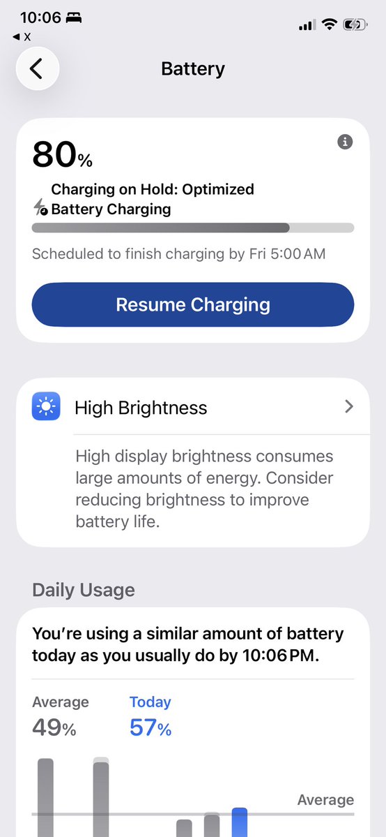 JenPrimalCoach's tweet photo. It’s 10:06 pm . How is it “optimized” to charge my phone over the next nearly SEVEN HOURS? https://t.co/Bi1iPEe27H
