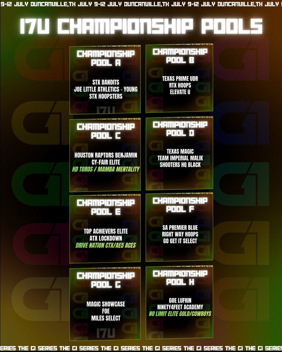 TheG1Series's tweet photo. G1 Championship Pools | July 9-12 in Duncanville, TX

17U/16U/15U Pools Are Here.. Prepare Accordingly 😎

#G1Series https://t.co/KCOsaJlhl5