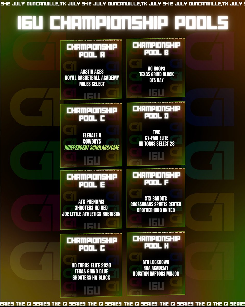 TheG1Series's tweet photo. G1 Championship Pools | July 9-12 in Duncanville, TX

17U/16U/15U Pools Are Here.. Prepare Accordingly 😎

#G1Series https://t.co/KCOsaJlhl5