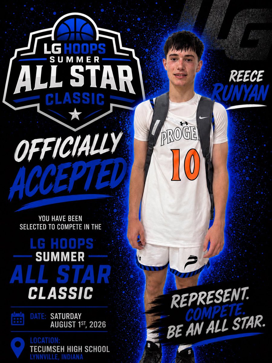LGreenwellHoops's tweet photo. 🚨 Announcement 🚨

@GSHSbasketball 6’2” 2027 G @ReeceRunyan42 has accepted his invitation to compete in the LG Hoops Summer All Star Classic

Averaged 13.5 points, 3.5 rebounds, 1.8 assists, and 1 steal during his Junior Season
@ProgenyJWR 

📍Tecumseh High School
📅August 1st, 2026

#SummerAllStarClassic