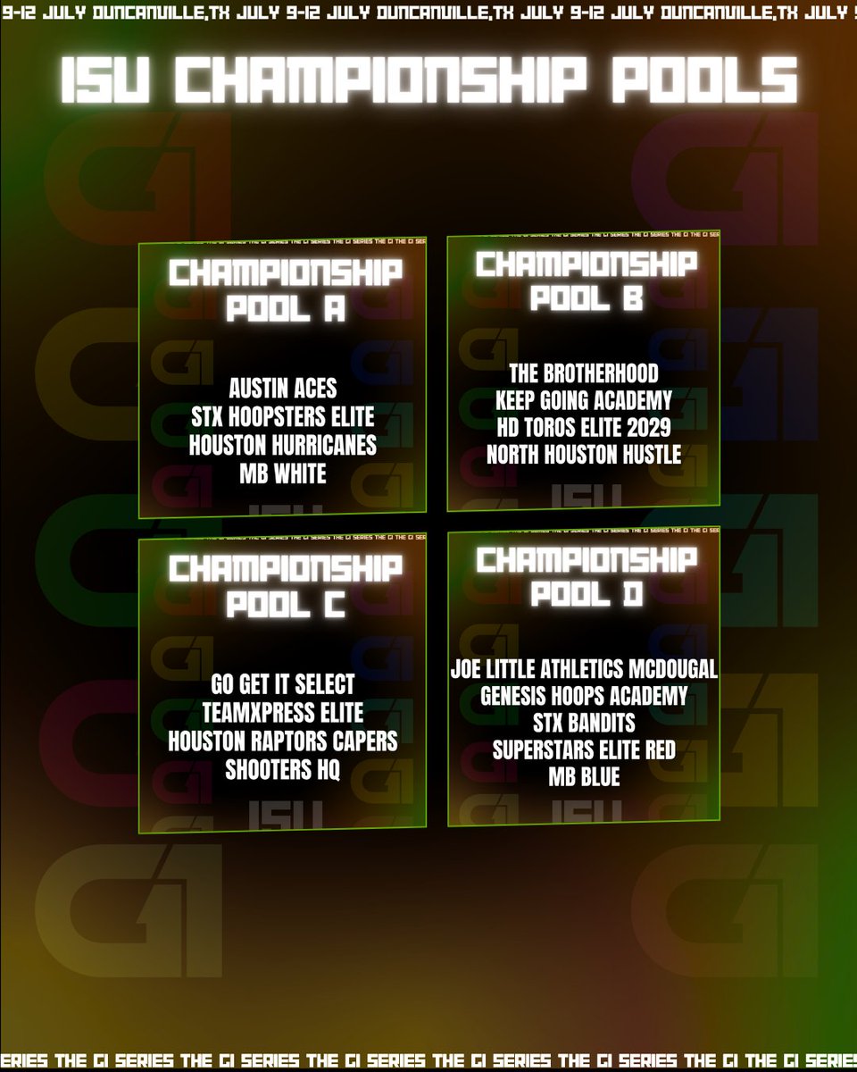 TheG1Series's tweet photo. G1 Championship Pools | July 9-12 in Duncanville, TX

17U/16U/15U Pools Are Here.. Prepare Accordingly 😎

#G1Series https://t.co/KCOsaJlhl5