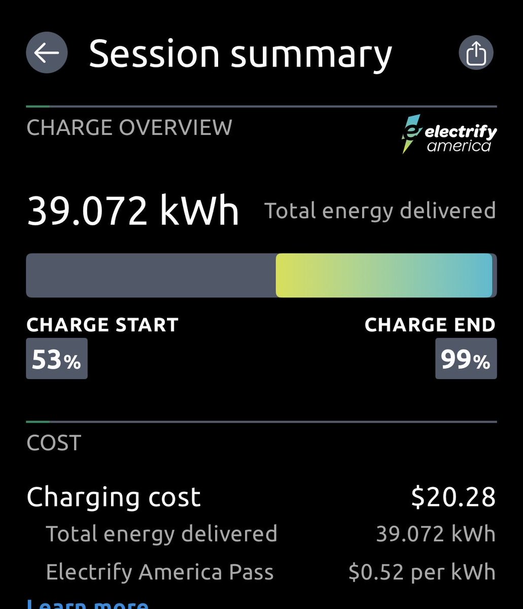 utahbug's tweet photo. @JeffBiesinger Also “filled up my tank” (EV) today while traveling. Always costs more while on the road - I consider $20 for 1/2 ‘tank’ as a high fuel cost. Much cheaper to charge at home. 
I can’t afford a gas vehicle. 
- https://t.co/Wyd6kMRakm