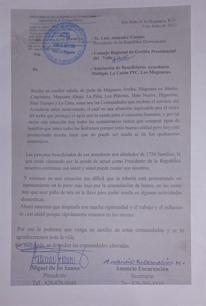 CHidalgoRoman's tweet photo. Señor Pte. @luisabinader @raquelarbaje @RaquelPenaVice @warnaudbisono @INAPAGOB @AmbLeahCampos esto es un crimen de Lesa Humanidad a lo que está sometiendo INAPA a esta comunidad y nadie quiere hacer caso. La muerte está al asecho.
Hagan algo antes que sea demasiado tarde. https://t.co/RrmUppiyRh