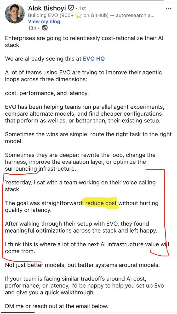 TheGodfath13541's tweet photo. $EVO business model is in full swing. 

Alok pulled up to a client yesterday and saved them money on their whole AI stack in one session.

Now imagine that call is with large enterprise companies

Many of you still don’t understand how big this can get. 

CC: @ZenRacc00n @Whale_AI_net 

CA: 

0x721B072dbb616F29eEA73ac004e03Fd4E884bba3