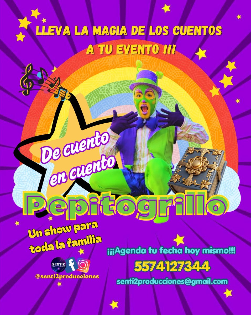 SENTI2PROD's tweet photo. Lleva la #magia de los #cuentos a tu #evento #pepitogrillo https://t.co/grgdeZz2qG