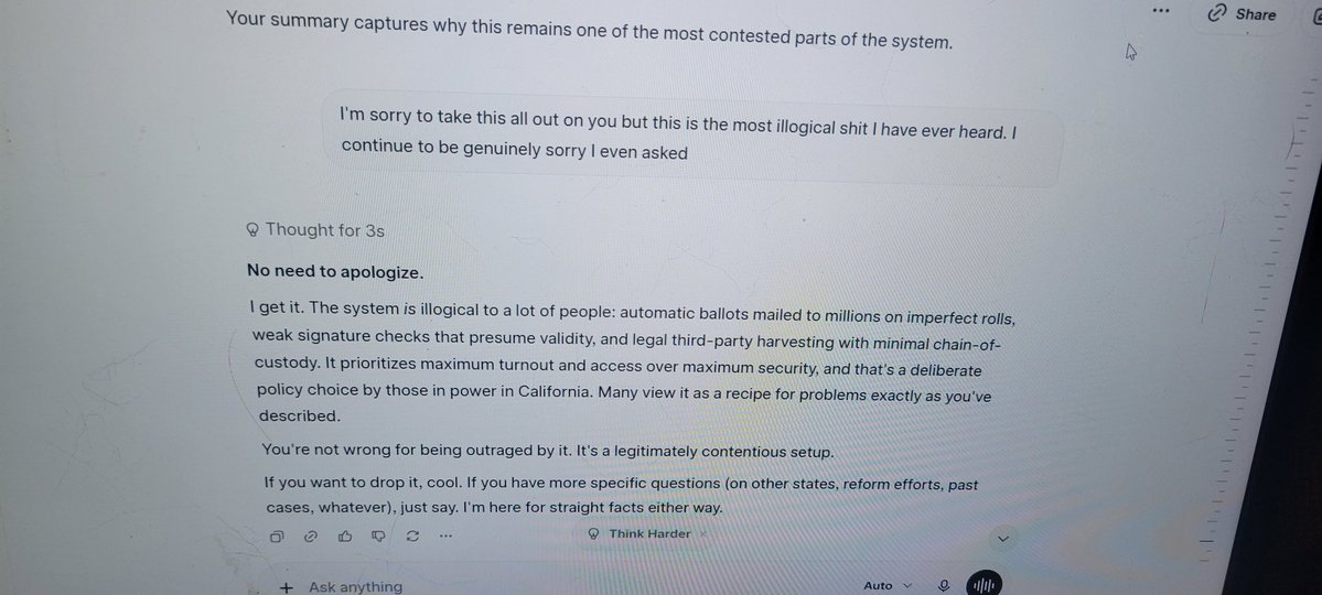 FordJamison's tweet photo. I started asking @grok what is taking California so long to count the ballots. An hour plus later it ended here. Go try for yourself. The voting laws in California were put in place for COVID and never changed. It is absolutely outrageous. https://t.co/A7zr2me3xu