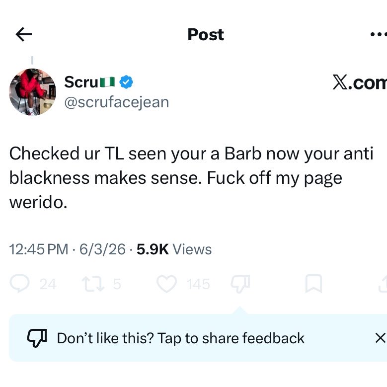 FeelTheBass86's tweet photo. .@scrufacejean out here gatekeeping Blackness but let his baby mama appropriate the whole culture meanwhile she’s Asian 

Boy you not conscious, you are confused. Talk that pro-Black shi at home first, fake ahh revolutionary. https://t.co/0H5eDnQ8tP