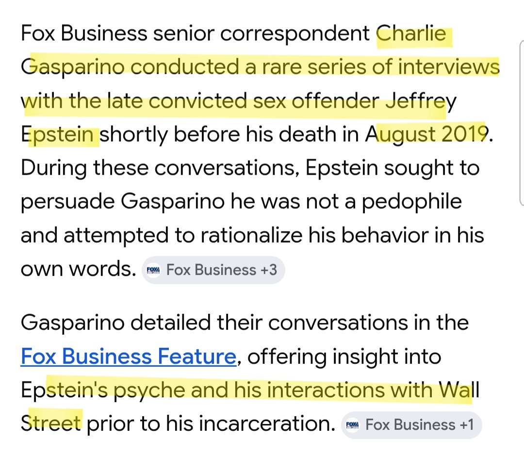 stephmase22's tweet photo. 📣📣CHARLES GASPARINO TIES TO EPSTEIN 🤔🤔

Gasbagparino was the correspondent to get the 
RARE interview with Epstein 🤔

That's interesting he's not exactly a Pulitzer worthy Journalist 🤣 https://t.co/czW0M7brZe