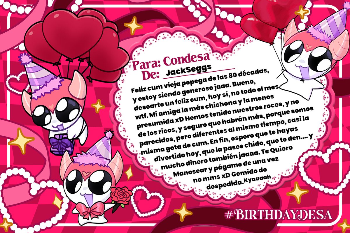 JackSeggsVT's tweet photo. #BirthdayDesa Feliz cum, desgraciada degenerada xD https://t.co/xx3LfJfnxB