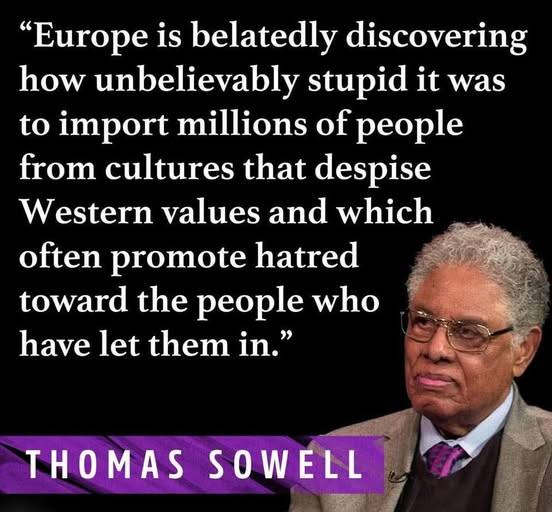 SandraXFreedom's tweet photo. The brilliant Thomas Sowell on migration in Europe. https://t.co/91F7rWCSKo