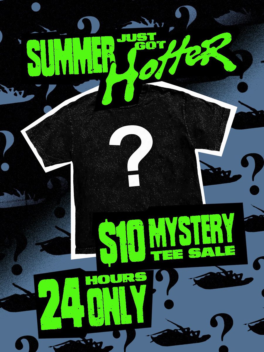 paparoach's tweet photo. $10 Mystery Tees are live🪳
⏰ 24 hours only 
Pick your size, we’ll pick the tee.

Get yours: https://t.co/WytO0RSbRi

Limited sizes and quantities available.
Once they’re gone, they’re gone.
🇺🇸US only. https://t.co/J4bU1Li0dA