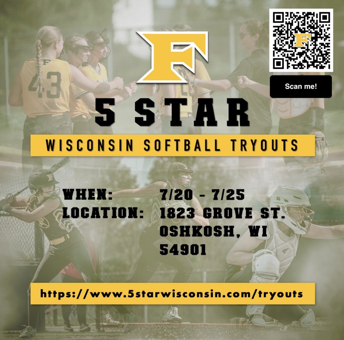 5starwisconsin's tweet photo. 🚨TRYOUTS🚨

Register today and be a part of something great! 
https://t.co/caNyriwMGe

Softball
July 20-21
12U 5-6:30pm
14U 6:30-8pm
16U/18U 8-9:30pm

Baseball
July 22-23
10U/11U/12U 5-6:30pm
13U/14U 6:30-8pm
15U/16U/17U 8-9:30pm

Make ups, Saturday July 25th
#maFia https://t.co/MqrvSaZJnt