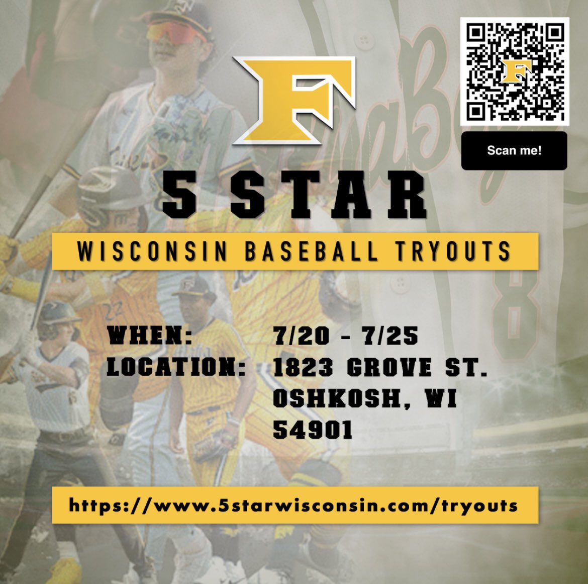 5starwisconsin's tweet photo. 🚨TRYOUTS🚨

Register today and be a part of something great! 
https://t.co/caNyriwMGe

Softball
July 20-21
12U 5-6:30pm
14U 6:30-8pm
16U/18U 8-9:30pm

Baseball
July 22-23
10U/11U/12U 5-6:30pm
13U/14U 6:30-8pm
15U/16U/17U 8-9:30pm

Make ups, Saturday July 25th
#maFia https://t.co/MqrvSaZJnt
