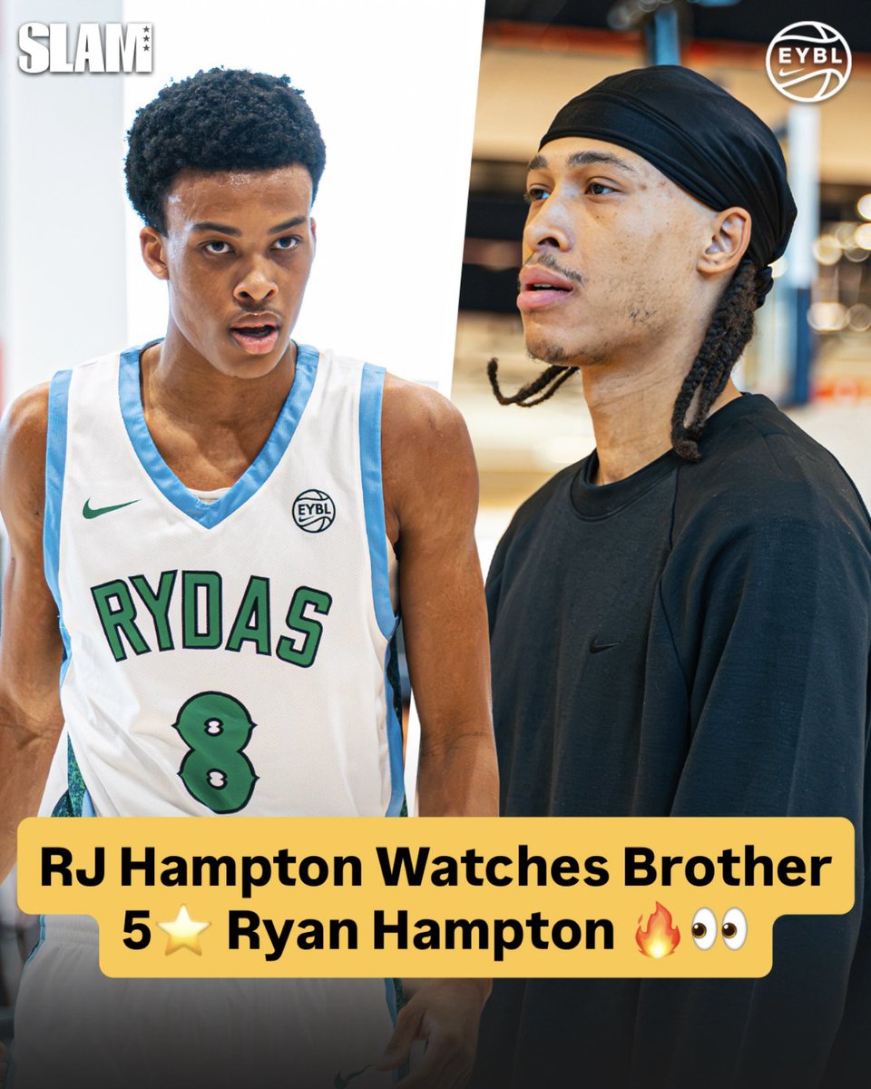 SLAM_HS's tweet photo. RJ Hampton pulled up for his little brother 🚨👀

5⭐️ Ryan Hampton is averaging 22.5 PPG on EYBL 17U 🔥 @ryhamp14 @RjHampton14 @NikeEYB https://t.co/PDVvwAmZQP