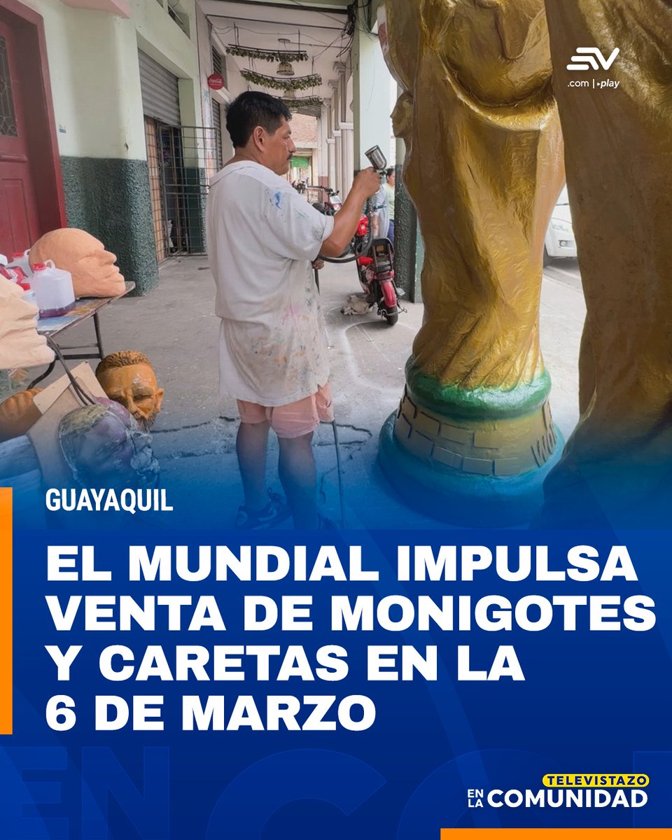 ecuavisa's tweet photo. #LoMásLeído | 🏆⚽ Los talleres artesanales de la calle 6 de Marzo en Guayaquil aprovechan la cercanía del Mundial 2026 para atraer clientes. 💻 https://t.co/NMm47rb8iw https://t.co/4zKDyBJryh