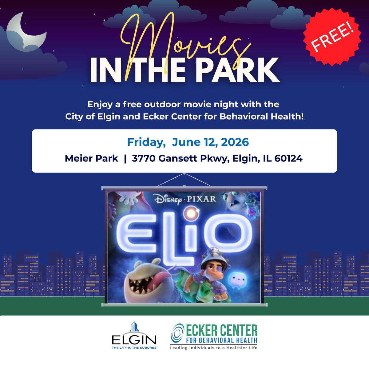 ecker_center's tweet photo. Movies in the Park: Elio 🎬🍿

Join Ecker Center in partnership with the City of Elgin for Movies in the Park: Elio on Friday, June 12!

Click here to RSVP:
https://t.co/7QFqbfddvQ https://t.co/uwQLHfOESp